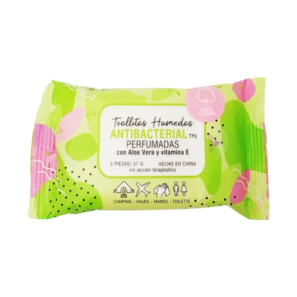 TOALLITAS HUMEDAS ANTIBACTERIAL PERFUMADAS TYL (8 UNID)