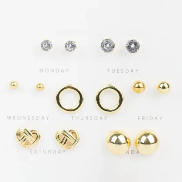 KIT DE AROS DIAS DE LA SEMANA BAÑADO EN ORO